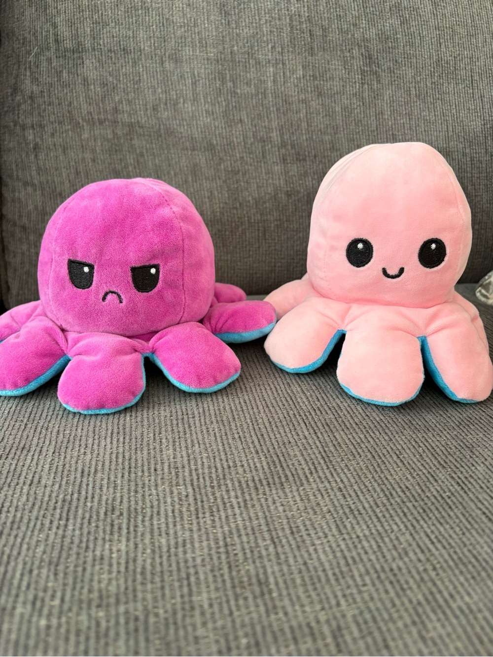Emotion Octopus Plushies Happy Mad Reversible Stuffed Animals Pink Blue Purple